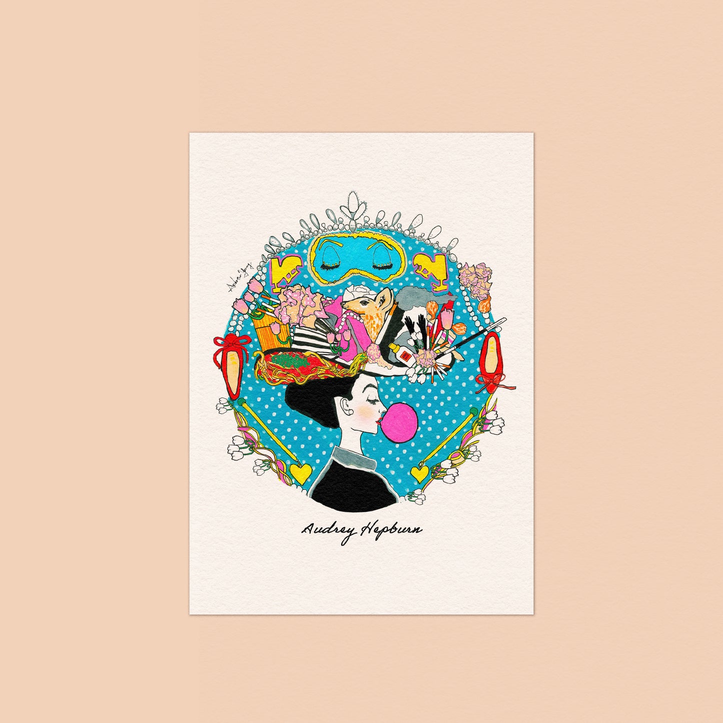 Audrey Hepburn アートプリントポストカード