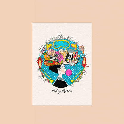 Audrey Hepburn アートプリントポストカード