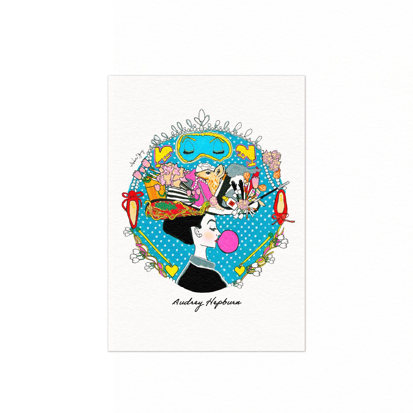 Audrey Hepburn アートプリントポストカード